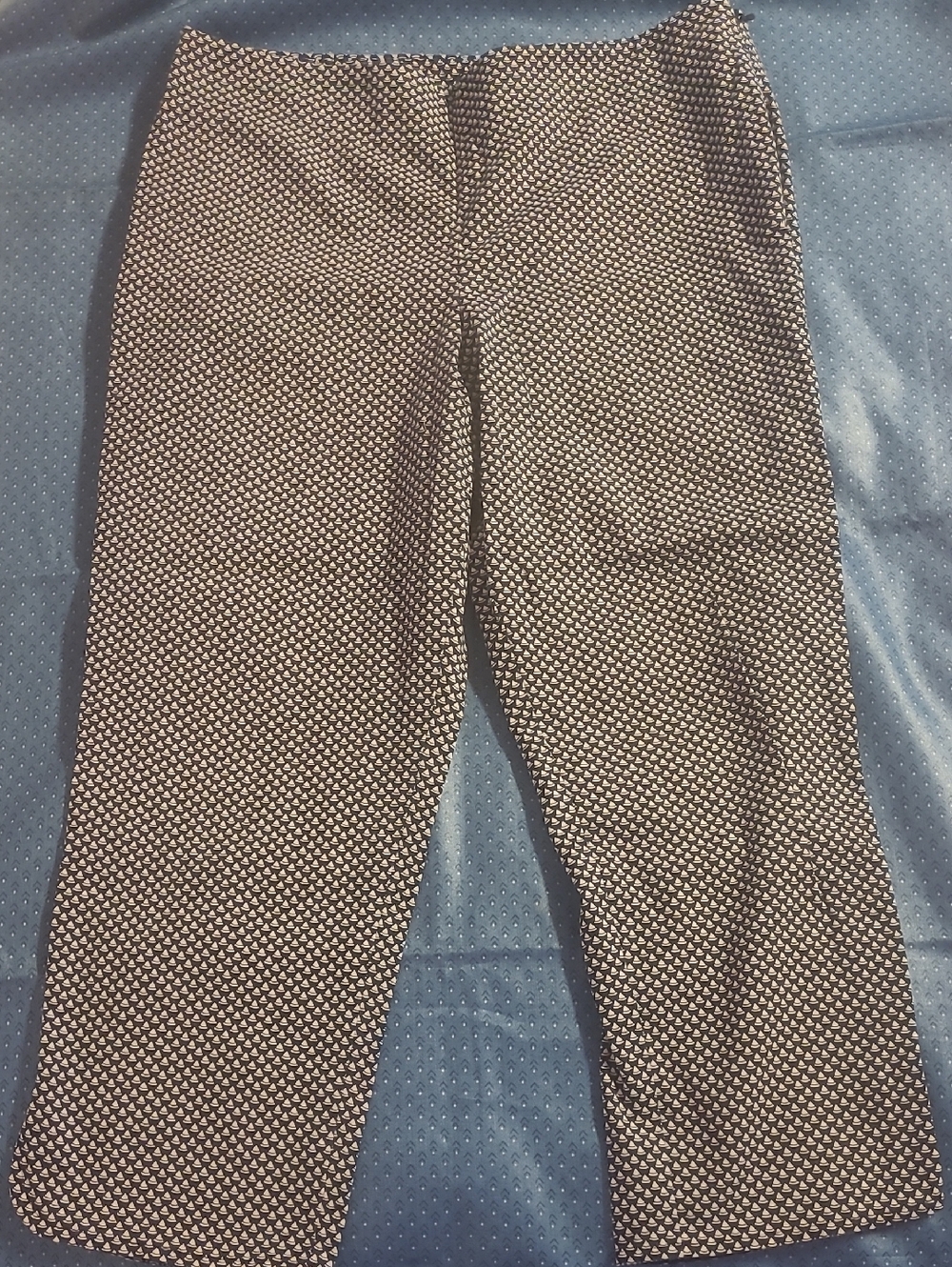 Talbots Black and White Sailboat-Print Waistband Trousers